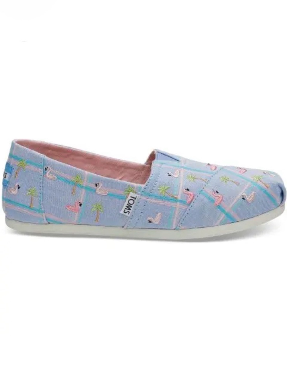 TOMS Classic Alpargata Slip-On — Light Blue Flamingo Print size 9